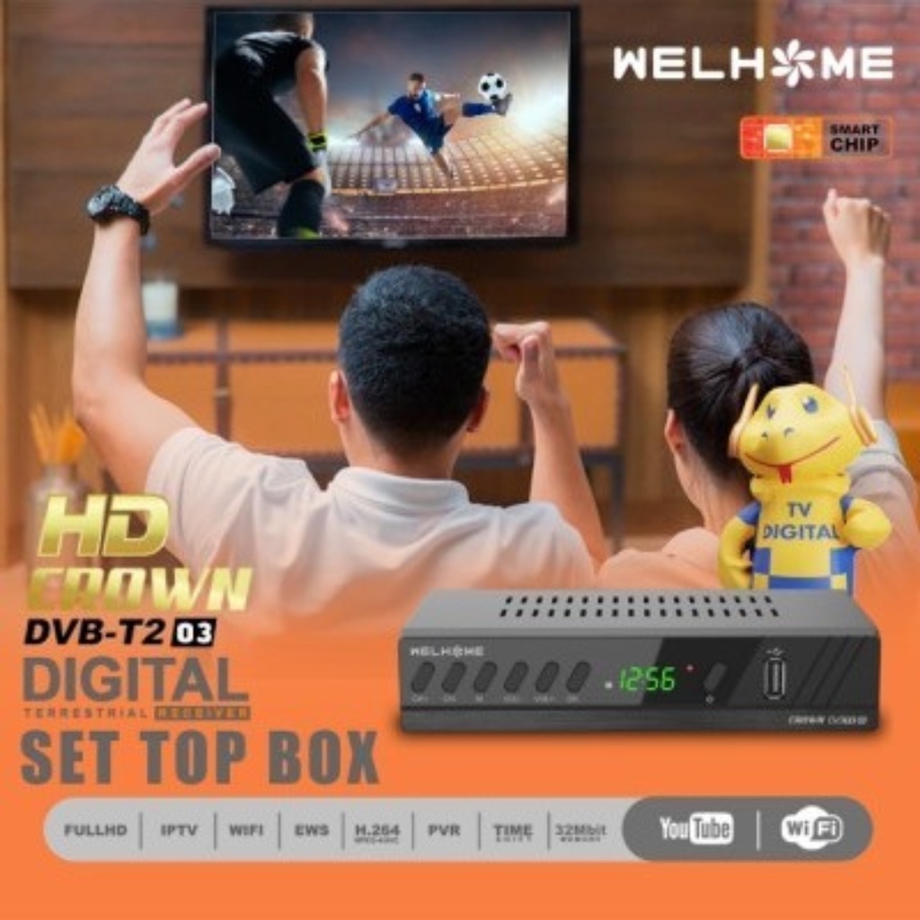 SET TOP BOX WELHOME 03 STB DVBT2 WELHOME PENERIMA SINYAL TV DIGITAL