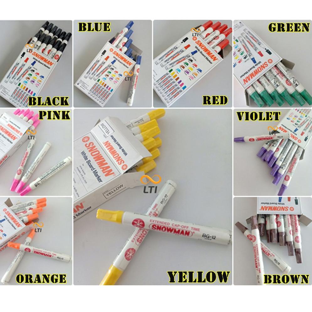 

☂ Spidol Snowman White Board BG-12 / Spidol Non Permanent BG 12 Non Permanen - PCS ィ