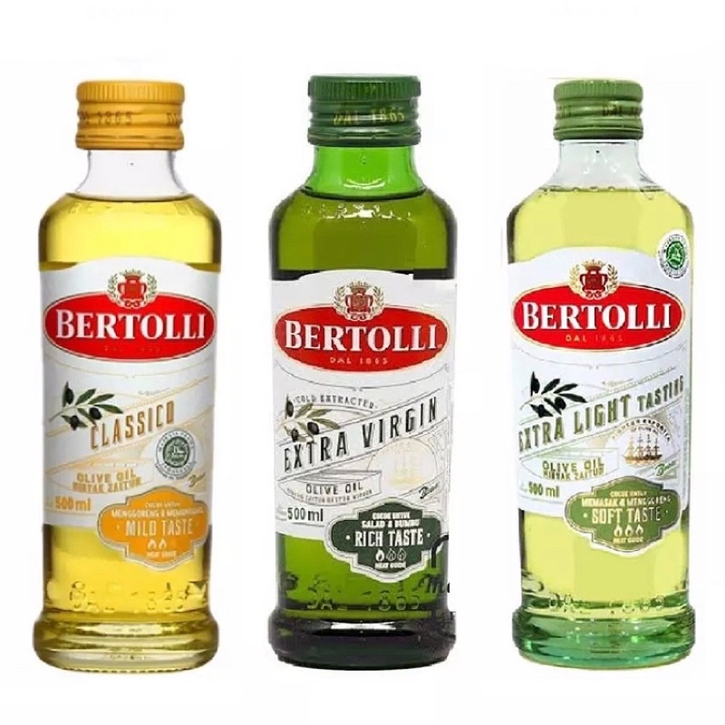 

Bertolli Extra Light Olive Oil 500ml / Bertolli Classico Olive Oil 500ml / Bertolli Extra Virgin Olive Oil 500ml / Bertolli / Minyak / Zaitun / Extra / Light / Virgin / Classico / Olive / Oil / 500ml