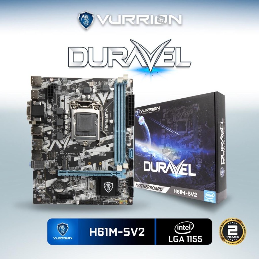 Mainboard H61M-SV2 Duravel Vurrion Intel LGA 1155 - Mobo H61 Gen 2 / 3