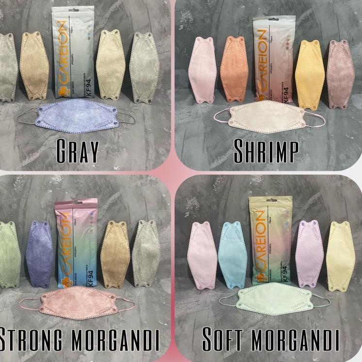 ぴ KF94 GRADATION CAREION SHRIMPINK GRAY SOFT STRONG MORANDI 1PACK ISI 10PCS MIX WARNA / MASKER KF 94