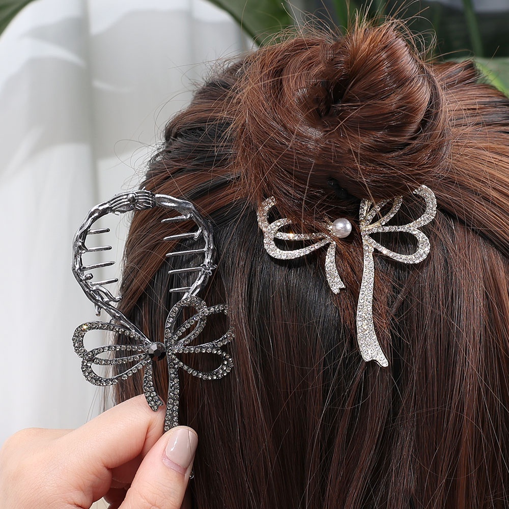 Bow Hair Clip High ponytail Clip Jepit Rambut Korea INS Style Gadis Besar Hiasan Kepala Vintage Wanita Hair Pin Aksesoris Rambut Wanita Elegan Hair Claw