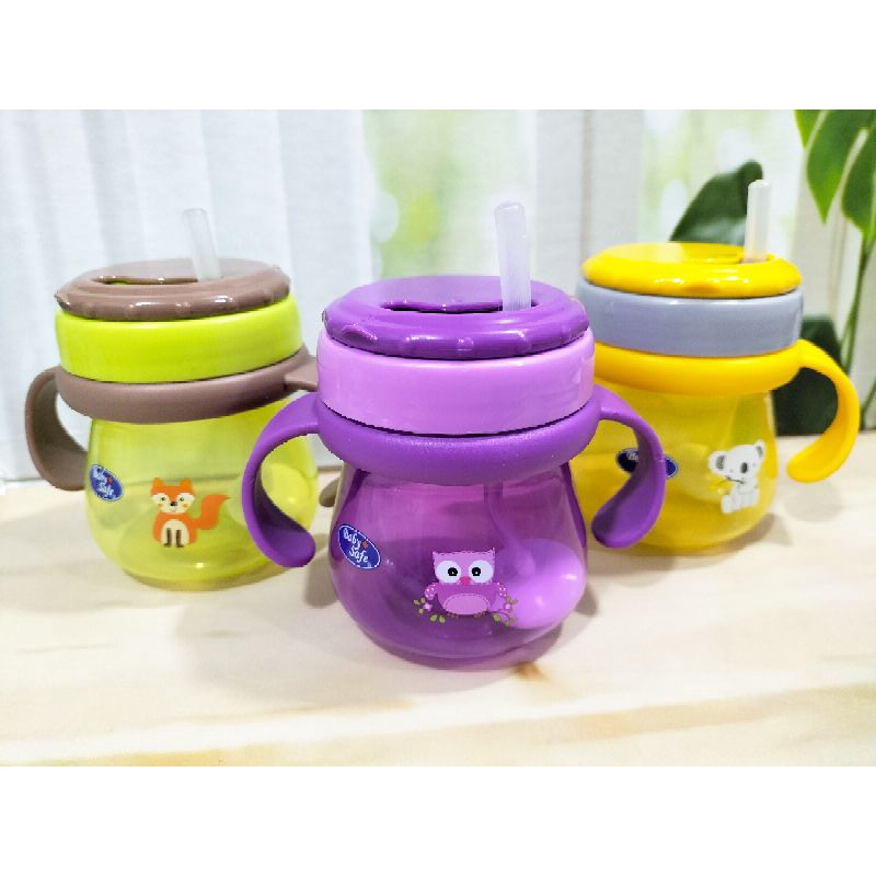 Baby Safe Botol Minum Dengan Sedotan Anti Tumpah/Training Cup With Straw 250 Ml BPA Free Jp019