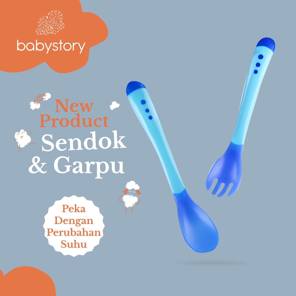 sendok garpu makan bayi silikon sensor suhu panas sendok garpu silicon makan bayi