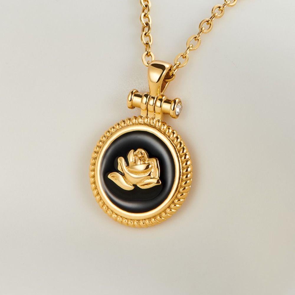 Mxbeauty Wanita Kalung Hadiah Ulang Tahun Menawan Mewah Rose Liontin Perhiasan Pernikahan Retro Klavikula Rantai