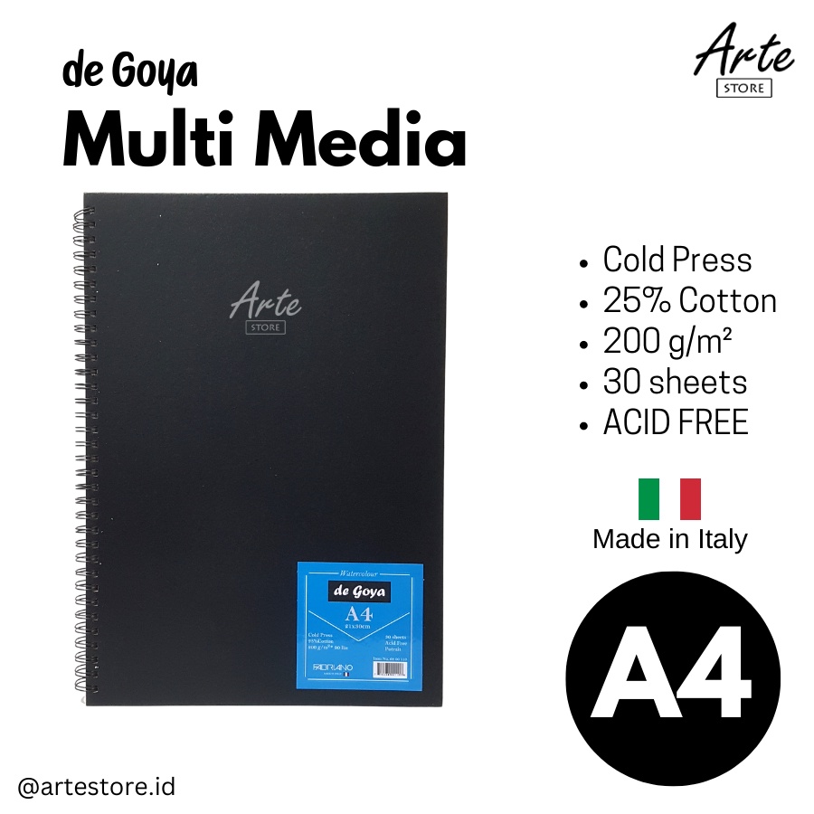 De Goya Watercolor Book Multi Media A4 Cold Press (200gsm)