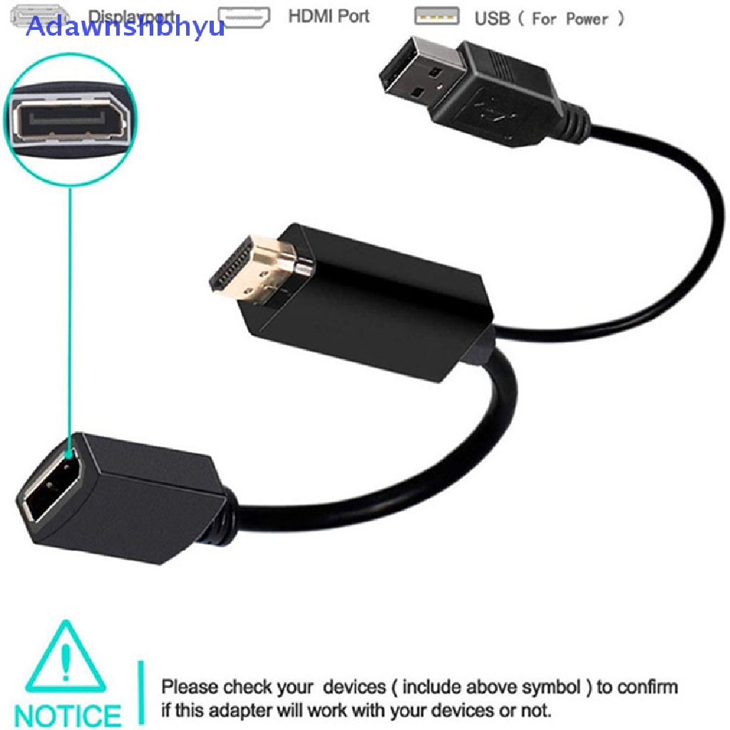 Adhyu 4K USB Powered HDMI Male to DP Display Port Female Adapter Converter Devices ID