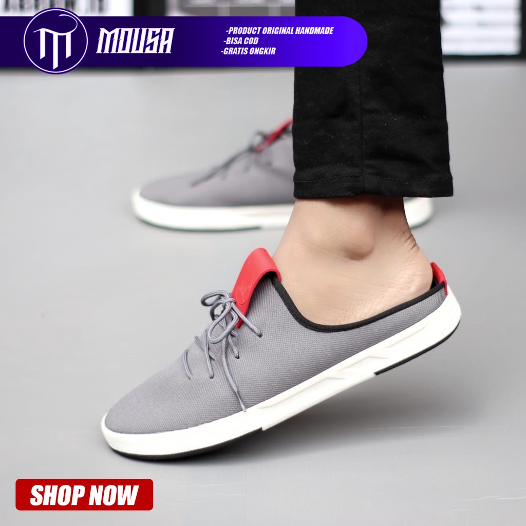 Sepatu Sandal Slop Casual Bustong Pria Hitam Mousa Hanzo