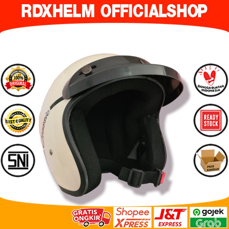 Helm BOGO Retro Ant Classic Ana Cream Size XL Tanpa Kaca(SNI)