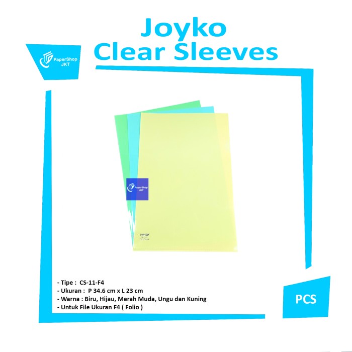 

✨NEW✨ - JOYKO MAP L PLASTIK BENING CLEAR SLEEVES CS-11-F4 UNGU PASTEL