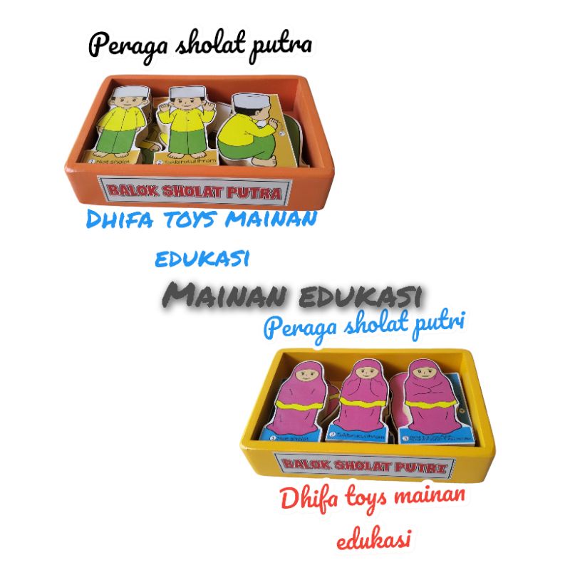 Balok Peraga Sholat (Putra, Putri) - Mainan Edukasi Kayu | APE Anak TK/Paud