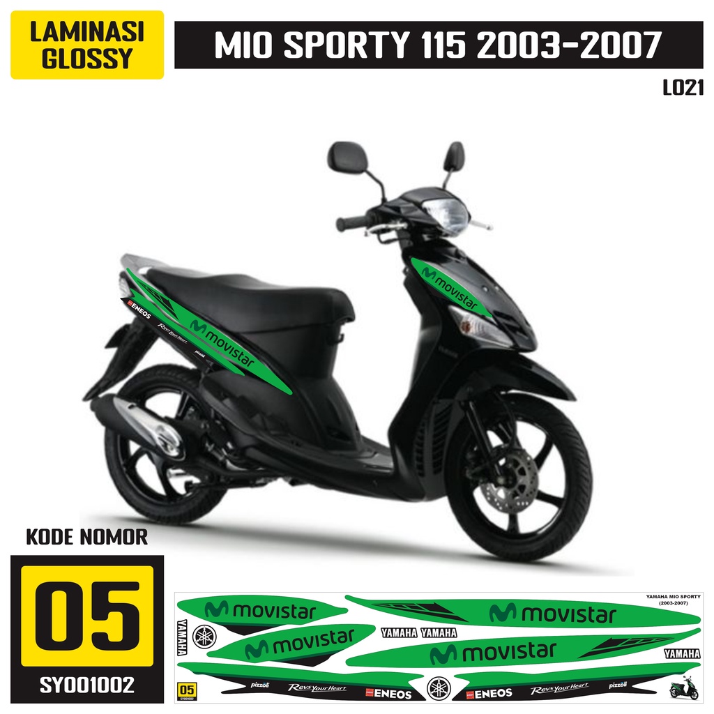 Sticker Striping Yamaha Mio Sporty 2003-2007 Variasi M Movistar SY001002 Glossy/Doff Semua Ready Bis