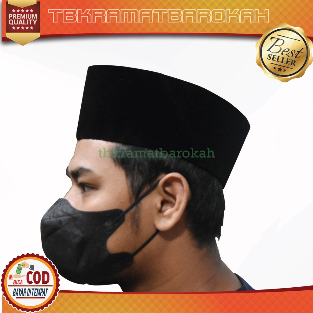Songkok Hitam Beludru Merk TGB Nomor 5 6 7 8 9 Model AC Tinggi 9 Peci Dewasa Anak Kopiah Kopyah Raju