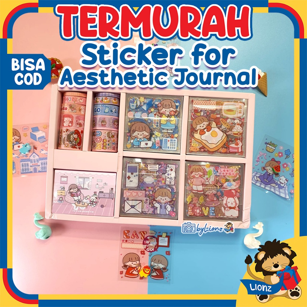 Aneka Sticker 200 lembar Waterproof Lucu Viral by Lionz.idn