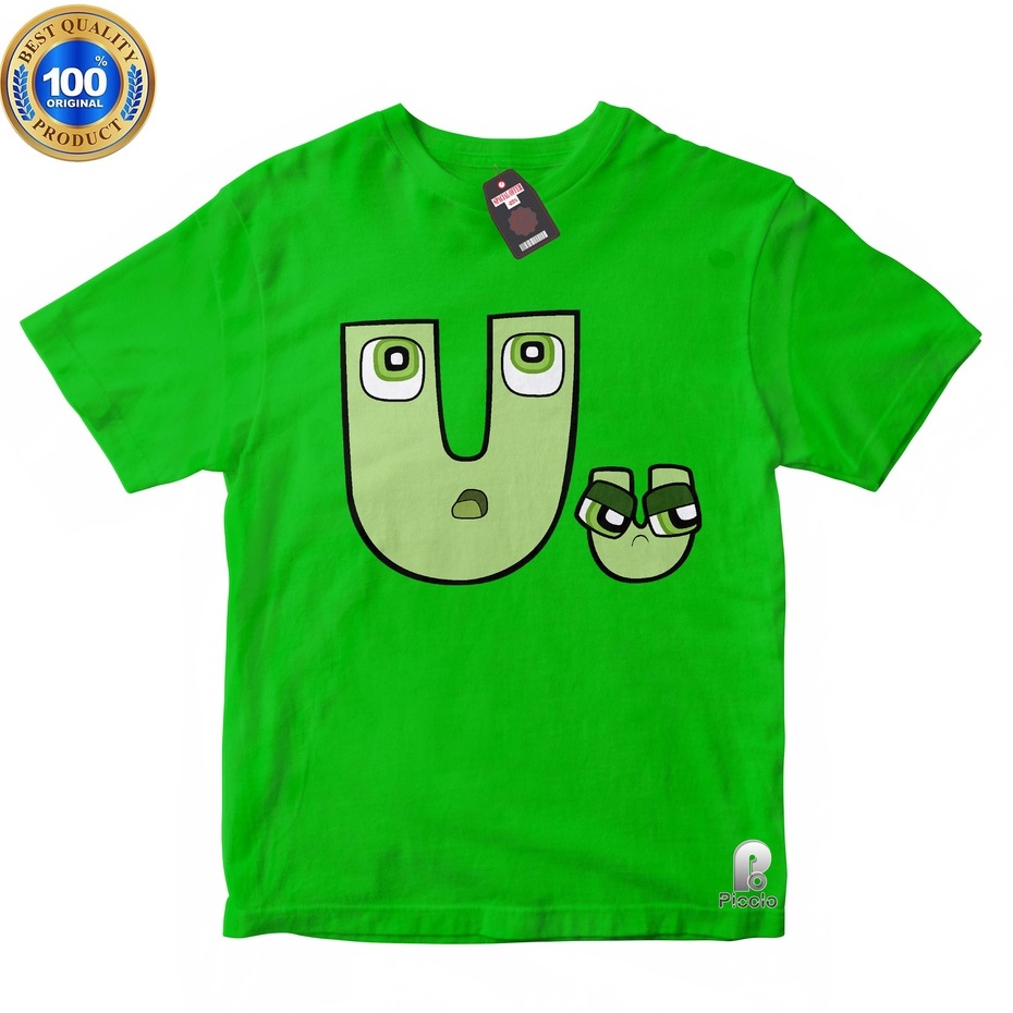 BAJU ANAK KAOS ATASAN ANAK HURUF U ALPHABET LORE UNISEX Bahan COTTUN (FREE NAMA)