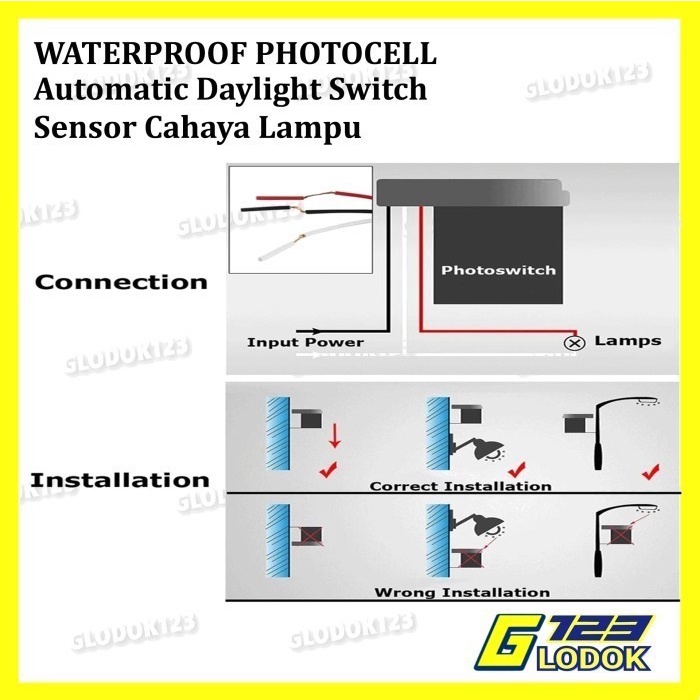 Saklar Sensor Cahaya Lampu Jalan Otomatis Anti Air Outdoor 220V 10A