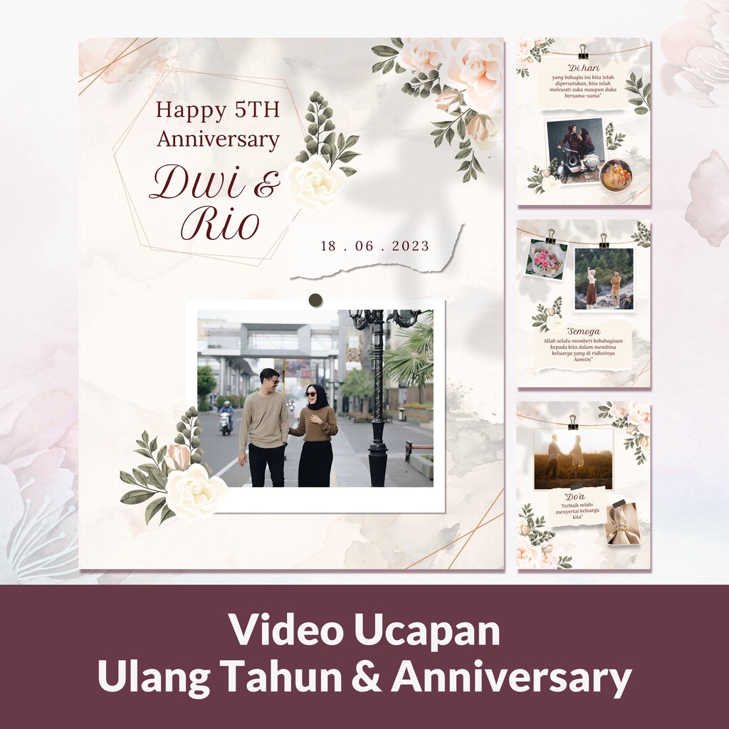 Video Ucapan Anniversary atau Ulang Tahun Premium Kekinian Template 17