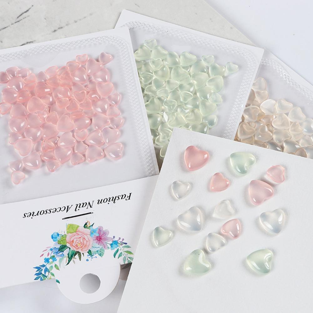 Mxbeauty Hiasan Kuku Jantung 75Pcs Resin Manikur Aksesoris Nail Drills Hiasan Kuku Multi Ukuran 3D Perhiasan Kuku