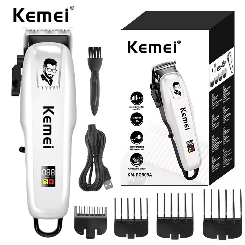 Alat Cukur Rambut Elektrik Cas Kemei KM-PG809A Original / Mesin Potong Rambut Hair Clipper Kemei