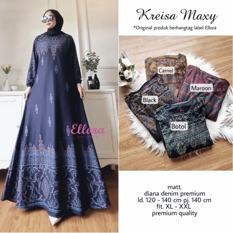 Kreisa Maxy - LD120 Gamis Diana Denim Jumbo Bigsize Oversize Bumil / R.26 - 025-6714