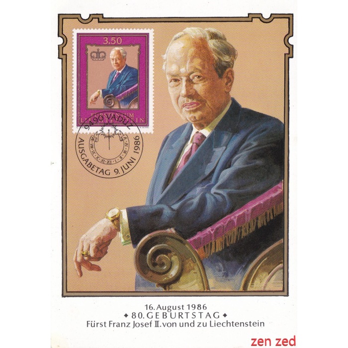 

A215 Maximum Card Kartu Pos Liechtenstein 1986 Prince Franz Pcs Unused