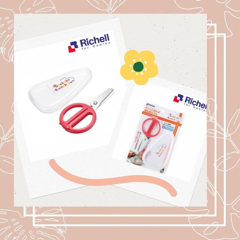 Richell Stainless Steel Scissors for Baby Food plus Case Gunting Makanan Bayi