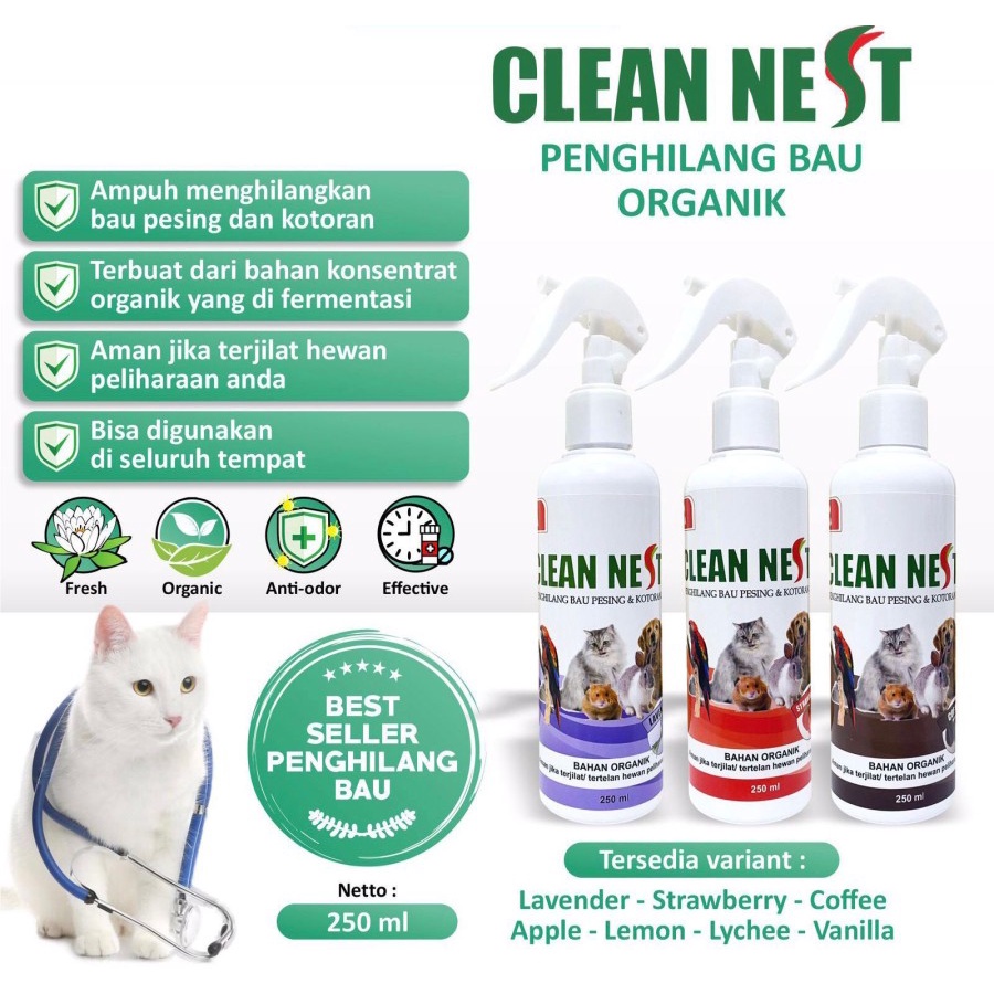 CLEAN NEST Penghilang Bau Pesing dan Kotoran Hewan CLEANNEST Kucing