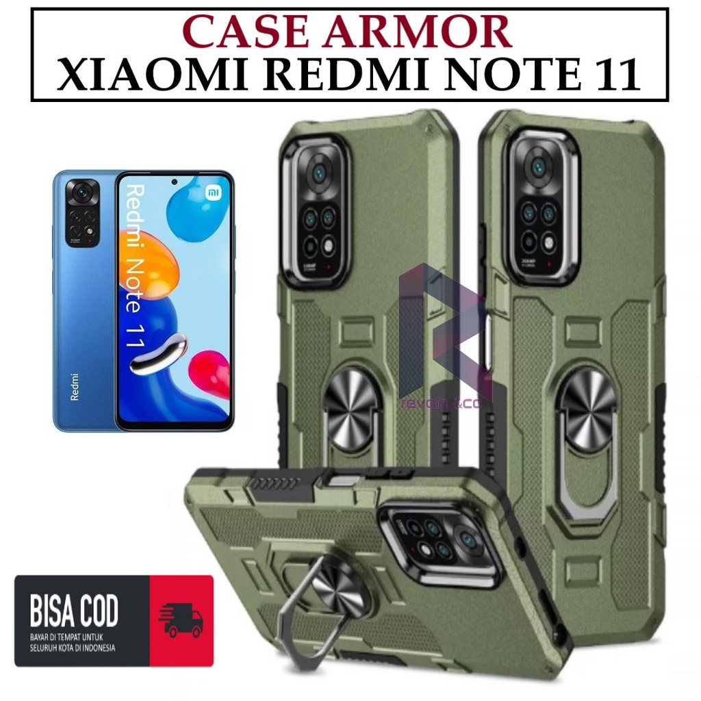 Case Armor XIAOMI REDMI NOTE 11 Iring Cincin Magnetic Kesing Hp Protect kamera Premium Hard Case Standing Robot Pelindung Kamera