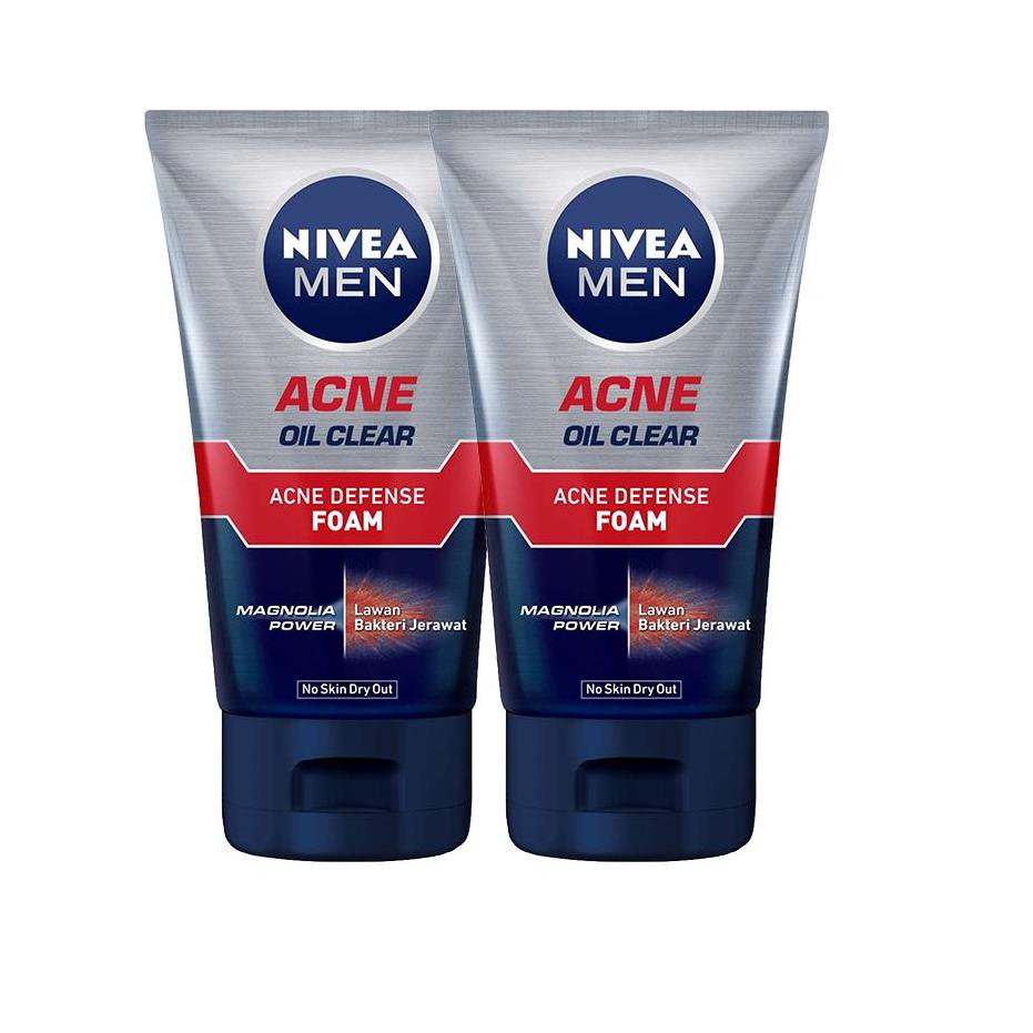ㄷ NIVEA MEN Personal Care Men Acne Oil Clear Acne Defense Foam 100mL Twinpack ✚