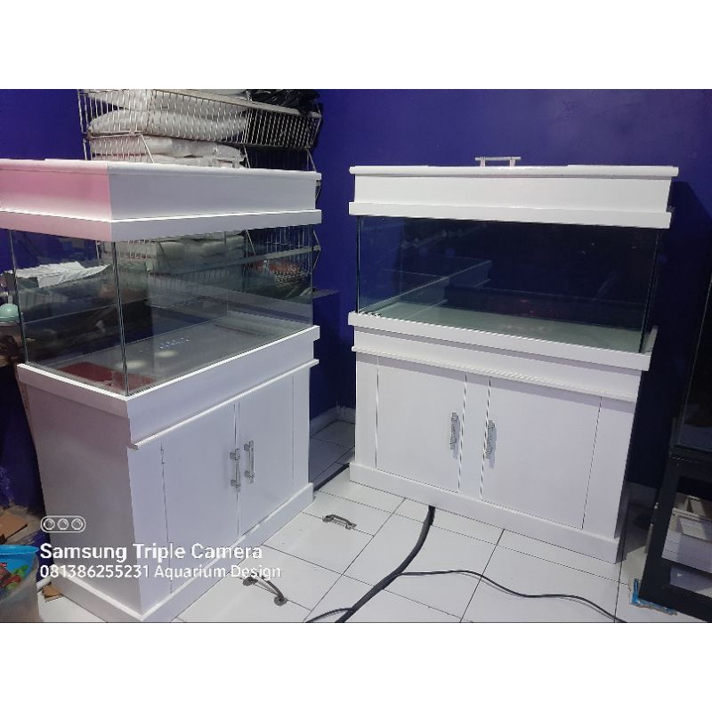 meja kabinet aquarium kayu finising duco