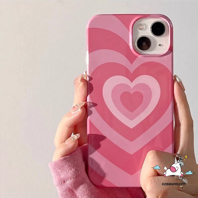 IPHONE Casing Ponsel Halus Glossy Kompatibel Untuk Iphone 11 14 13 12 Pro Max XR 7 8 Plus X XS Max SE 2020 Pink Rose Merah Gradien Cinta Hati Lembut Tpu Silicon Back Cover Couple Cases