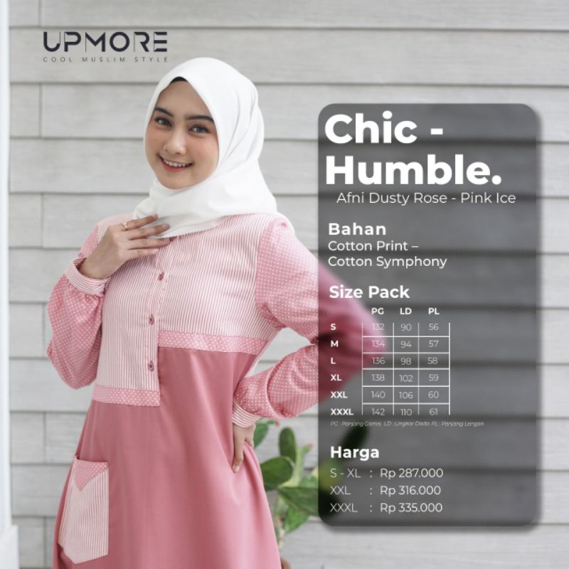 Mutif Upmore Gamis Remaja Katun Afni Pink Dusty Rose