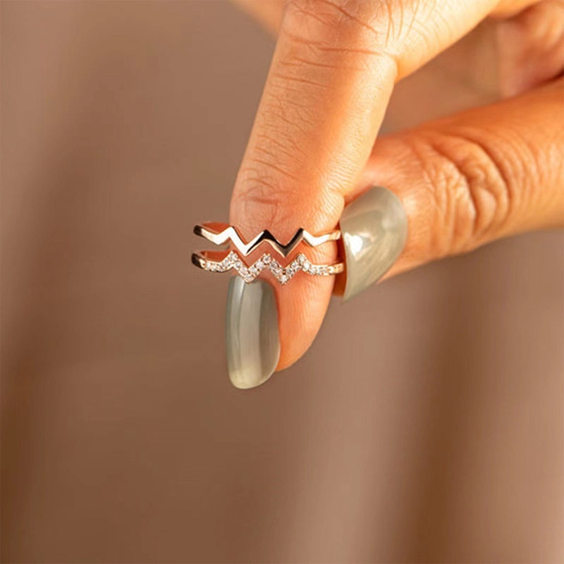 1pcs Cincin Gelombang Lapisan Ganda Untuk Putriku, 1PC Cincin Bergelombang Perak Yang Dapat Disesuaikan Cincin Minimalis Hadiah Untuk Pembukaan Yang Dapat Disesuaikan