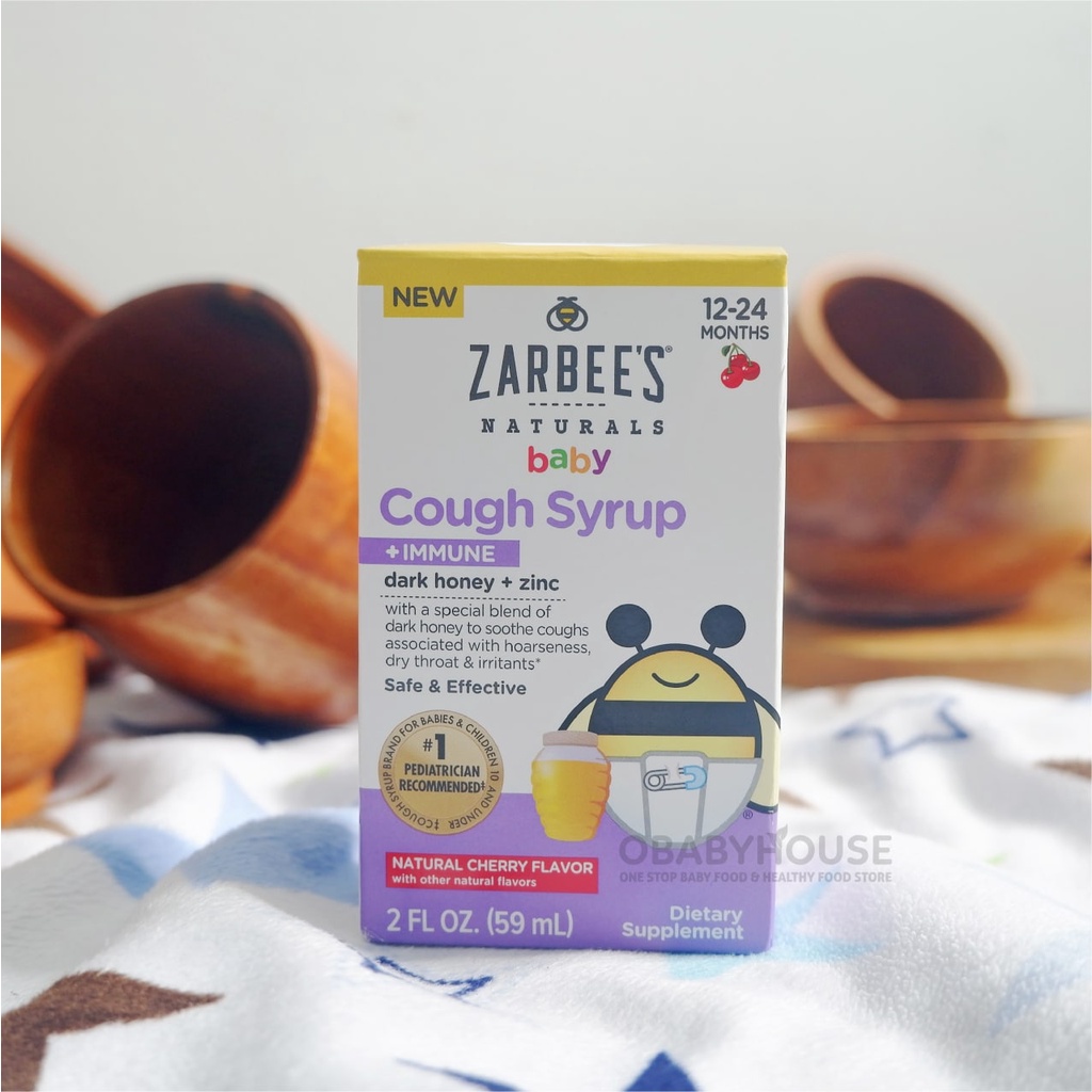 Zarbee's Baby Cough Syrup + Immune with Dark Honey &amp; Zinc - Natural Cherry Flavor 59 ml