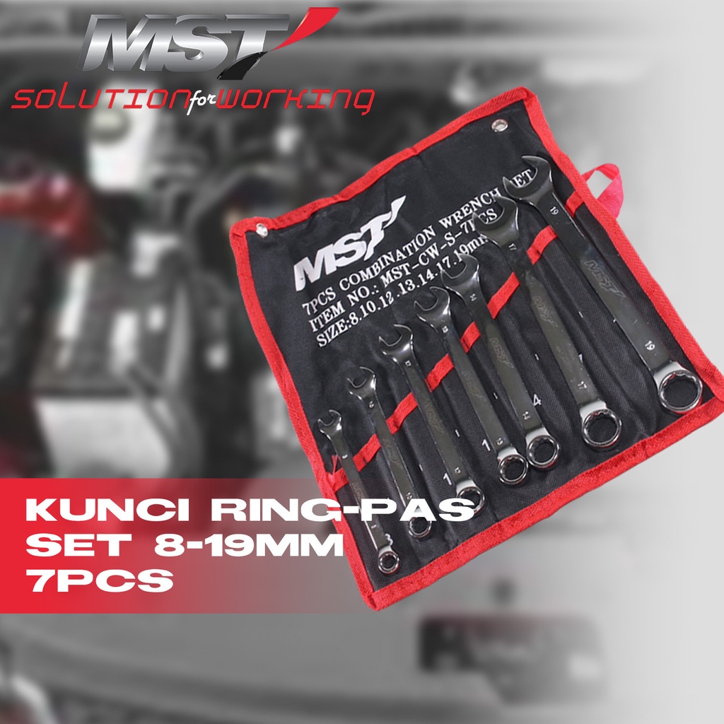 MST Kunci Ring-pas Set 8-19mm Combination Wrench Set 7pcs Konci Ring Pas Set