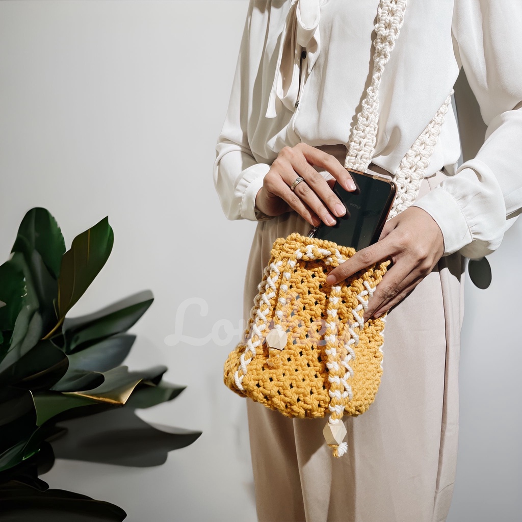 LOWKEY MACRAME - Tas selempang macrame bucket / bucket bag