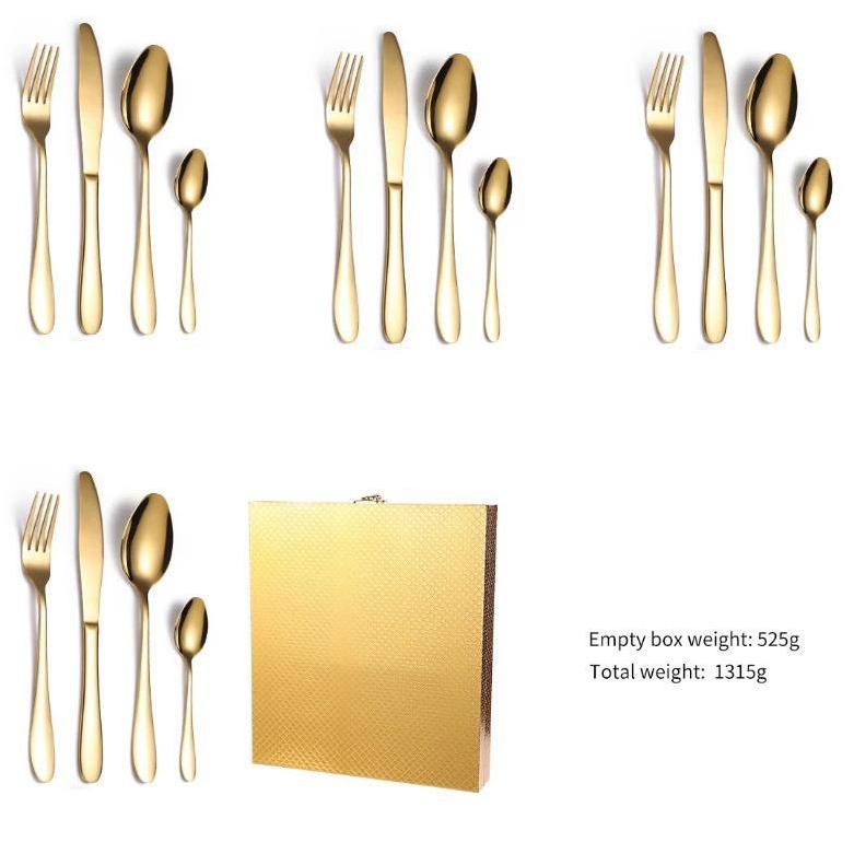 

Terkini paket set sendok stainless hampers gift kado 16pcs / dinner table cutlery set souvenir with gold box 82