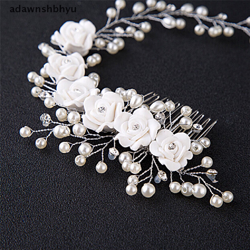 Adawnshbhyu Perhiasan Rambut Pernikahan Untuk Bridal Pearl Hair Comb Hand Made Hair Accessory New ID