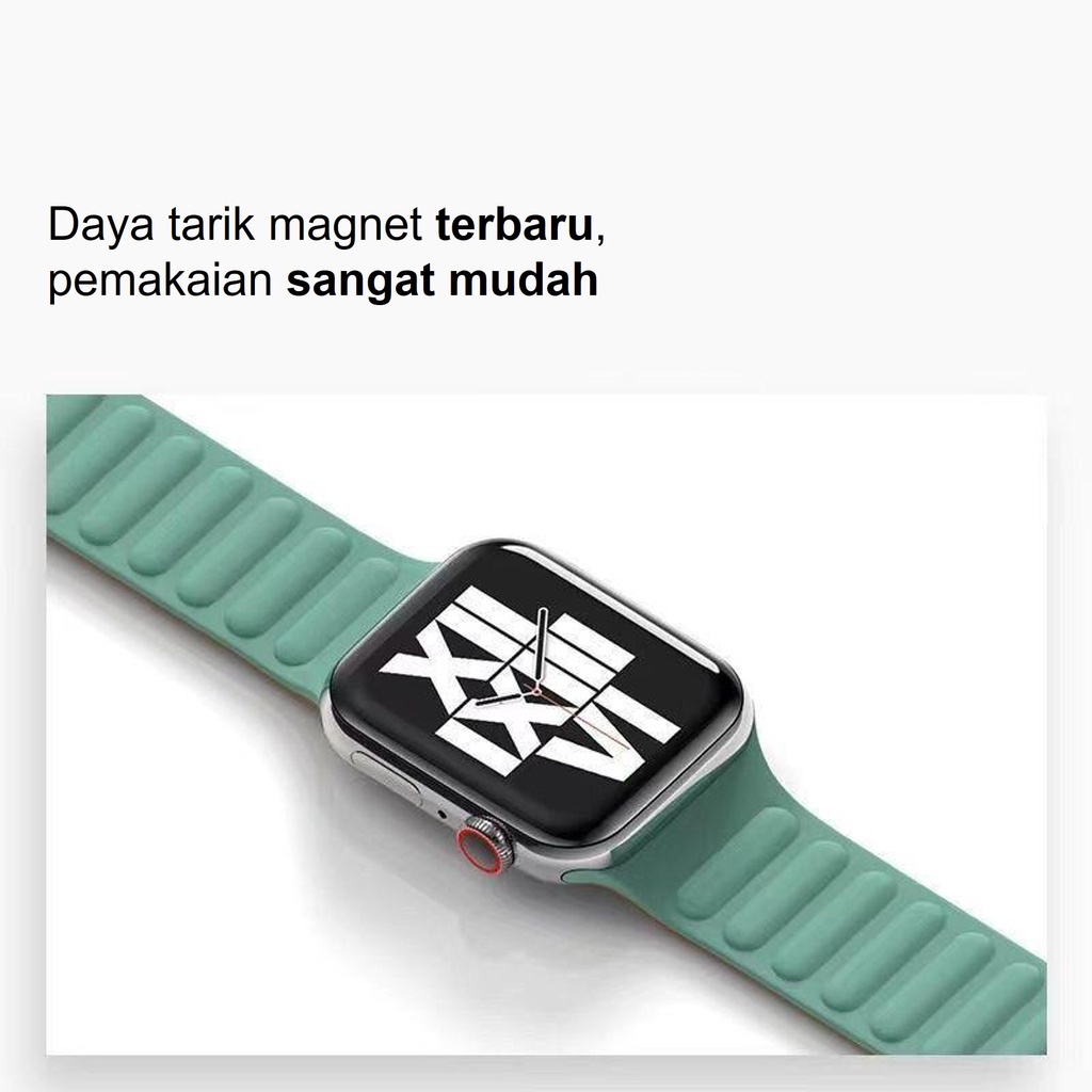 Apple Watch Magnetic Lock Silicone Tali Pengganti untuk iWatch 3 4 5 6 7 SE