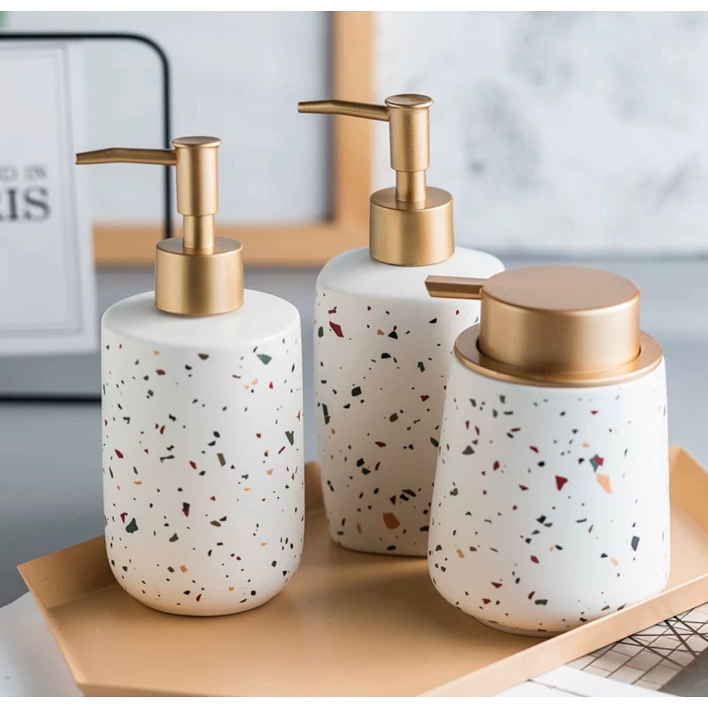 Wadah Botol Sabun Cair motif Terazzo - Soap Dispenser Terazzo - Soap Bottle