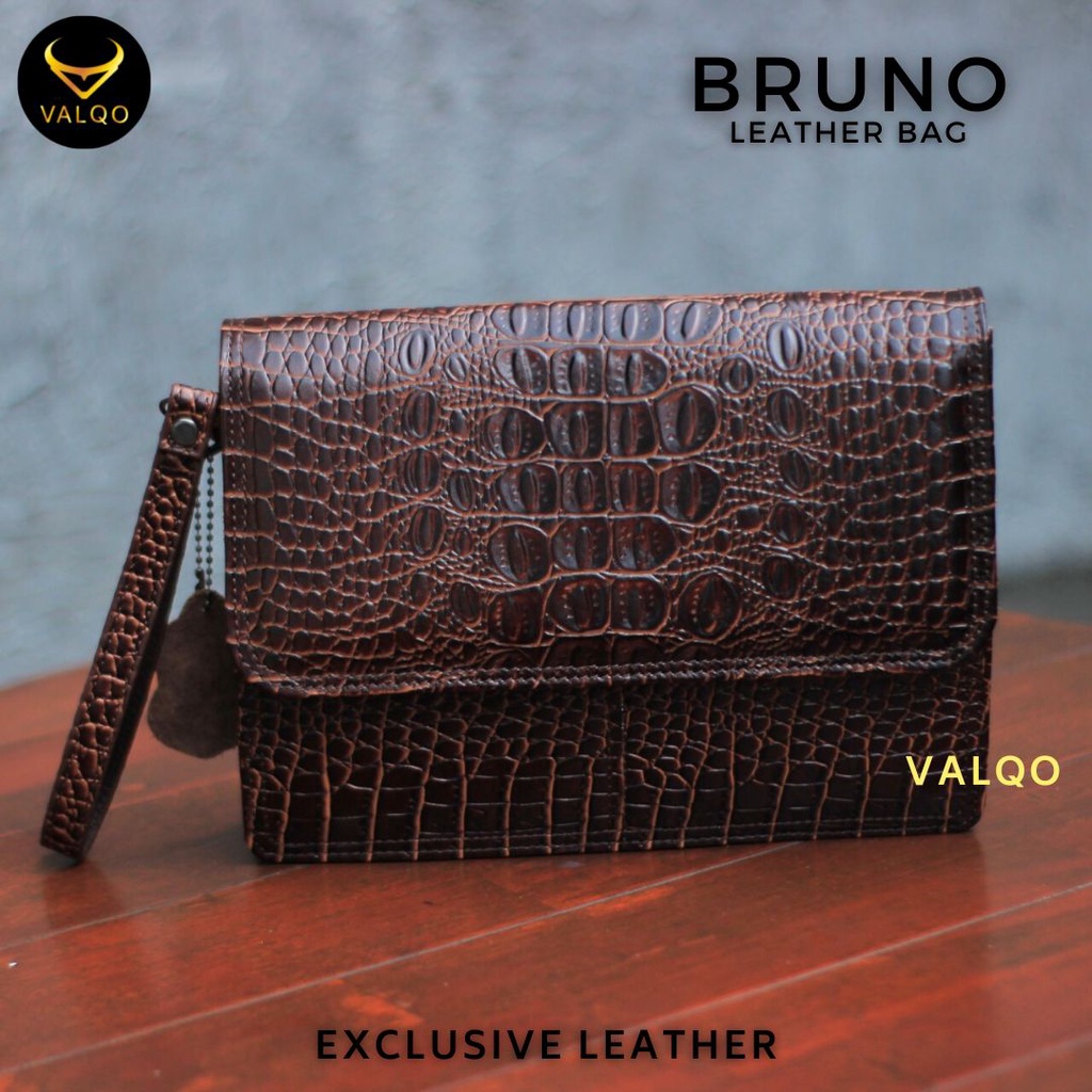 [VALQO] BRUNO MOTIF - Handbag Kulit Sapi Dompet Clutch Tas Tangan Pria Wanita