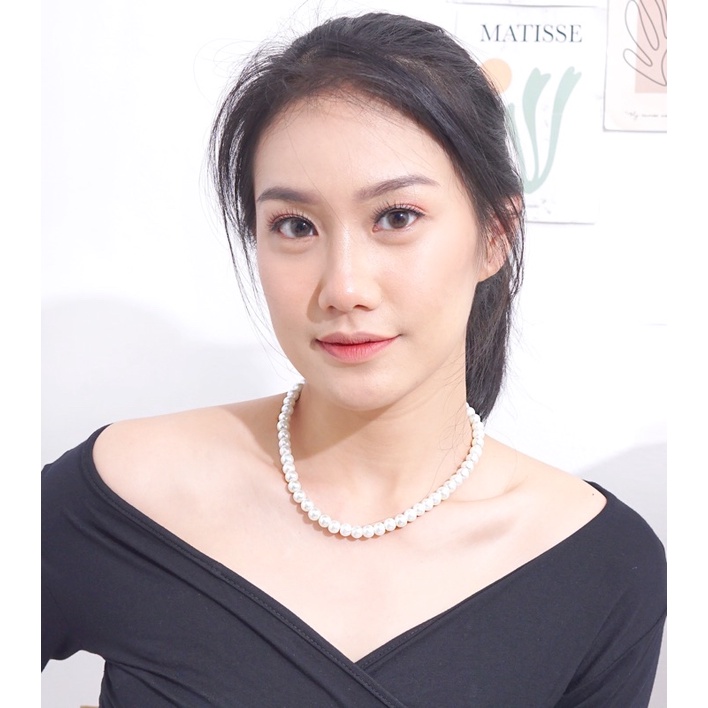 Beverly Pearl 8MM Choker Necklace kalung