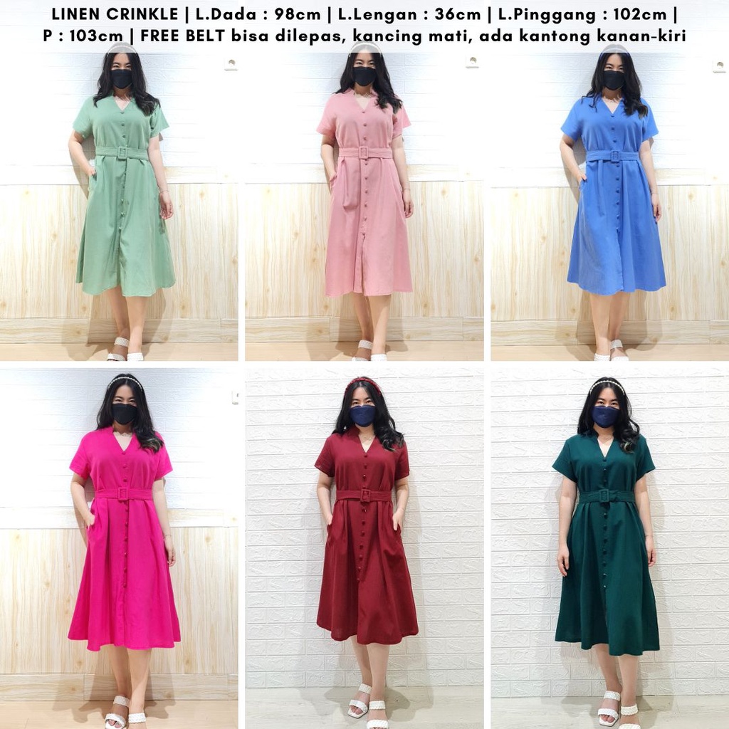 ready 4275 pasterile button belt midi christmas cny dress