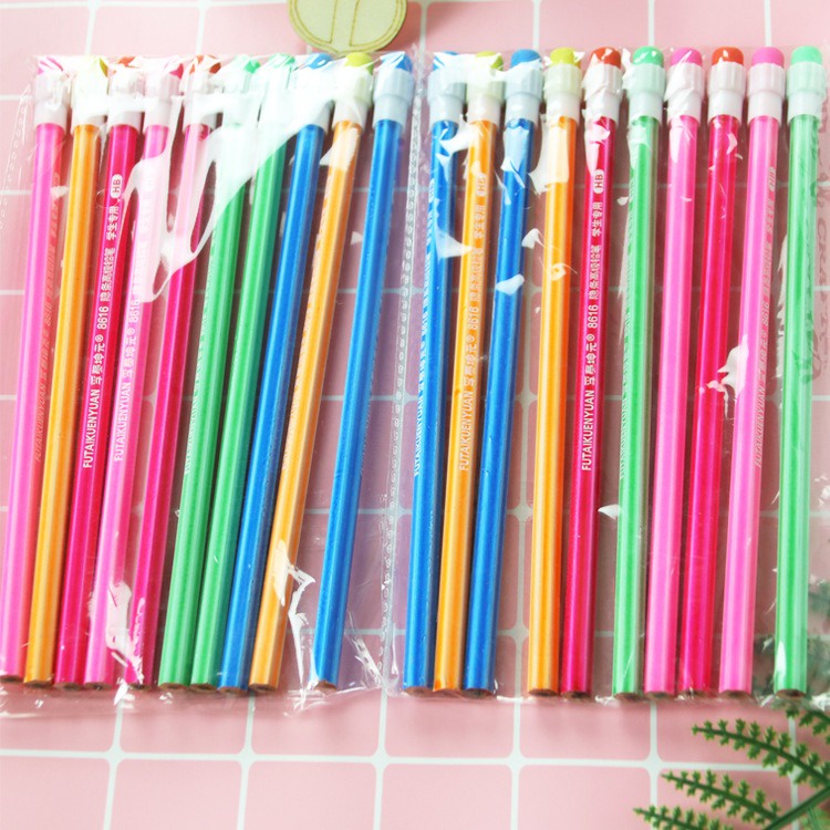 10pcs Pensil Pencil Penghapus HB Warna Warni Set GM-ST0194