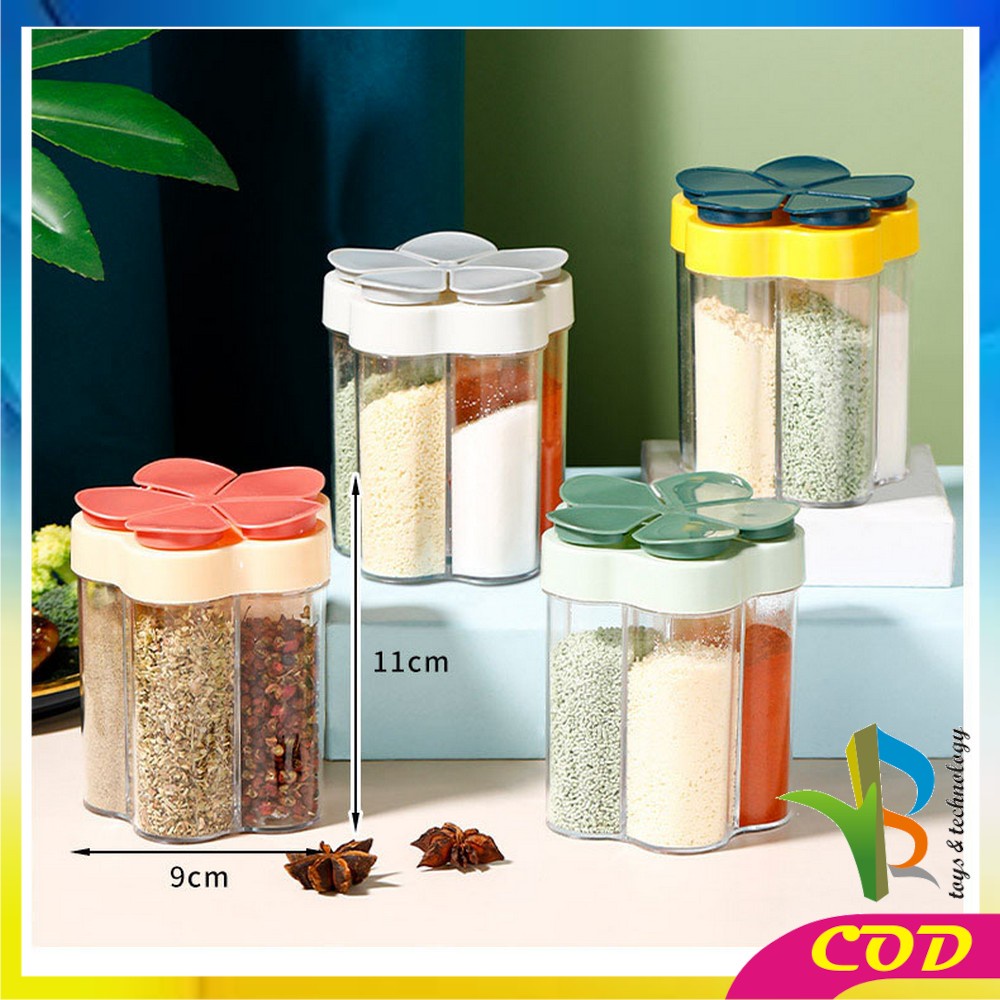 RB-C97 Tempat Bumbu Dapur 5 Sekat Bentuk Bunga Multifungsi / Wadah Penyimpanan Bumbu Masak Serbaguna Seasoning Jar Kitchen