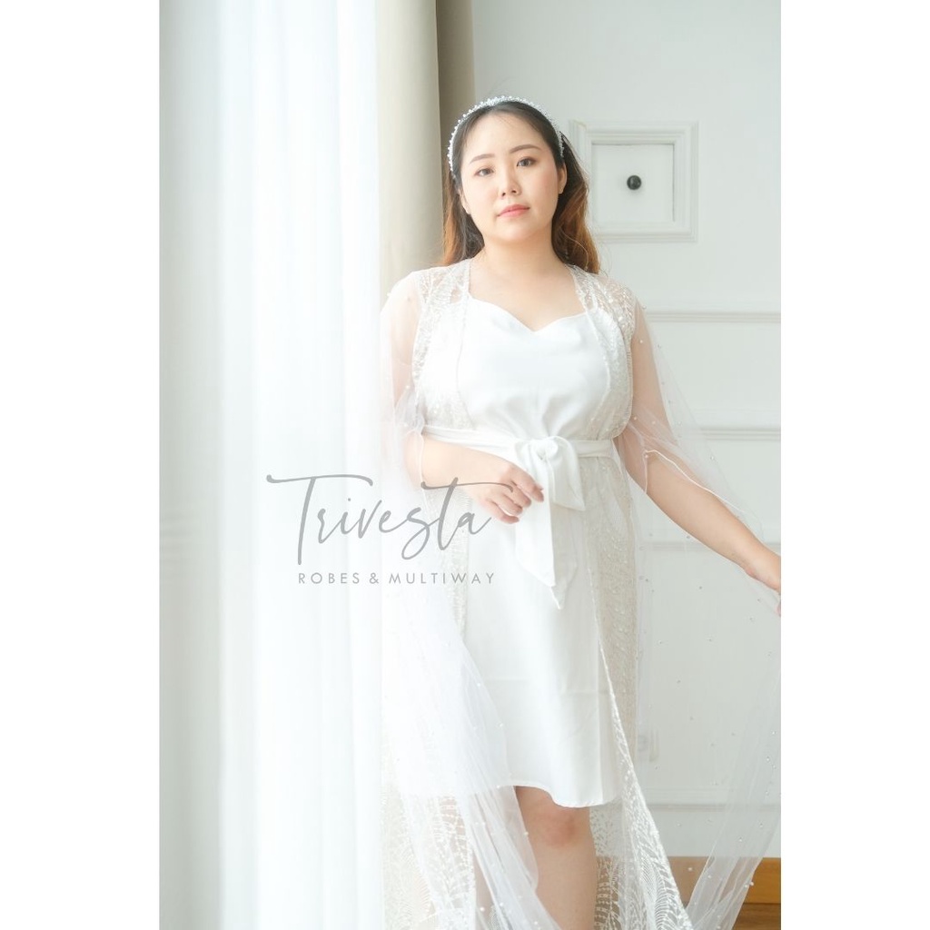 [BIG SIZE] Belle Robe - FAE Collection- Kimono Pengantin Robe Bride Premium Brokat Wedding Robe