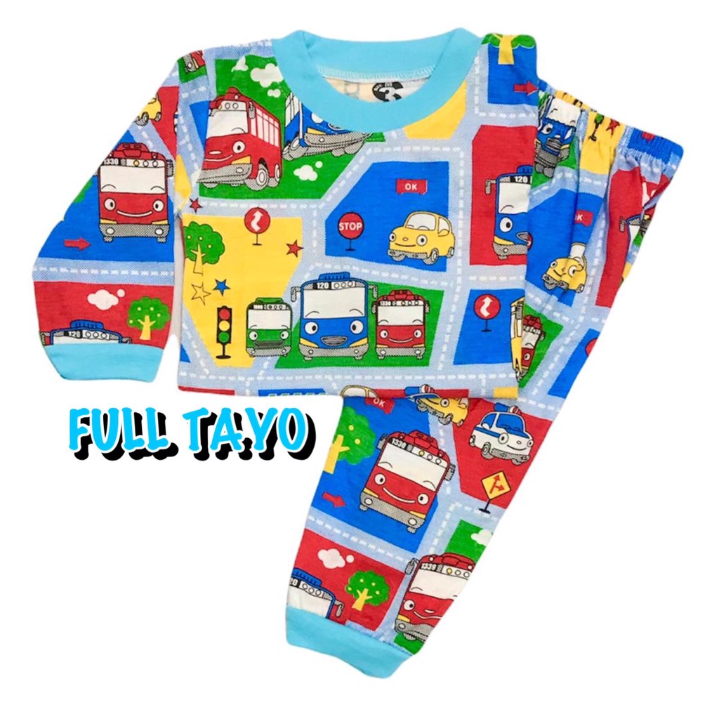 (1 KG MUAT 7 STEL) BAJU TIDUR ANAK KIDS LAKI-LAKI/COWOK SETELAN/STELAN BAHAN KAOS KATUN COMBED 1-4 TAHUN BUS