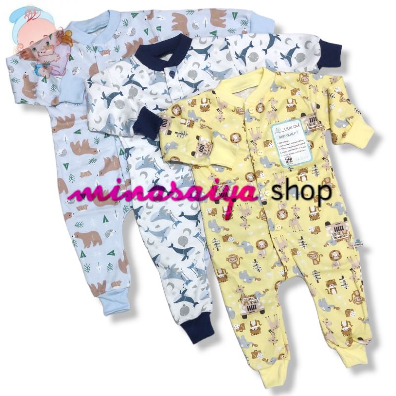 ECER!!! LITTLE OWL Jumper Jumpsuit Bayi SNI Buka Kaki Usia 0 - 18 bulan