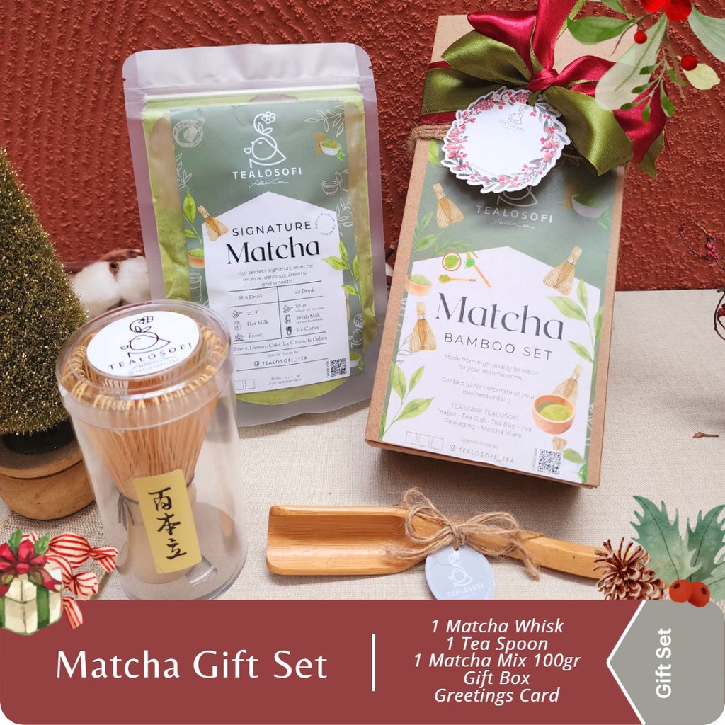 

Matcha Japanese Gift Set - Tealosofi Bamboo Whisk Chasen Hampers Kado - Matcha Gift Set