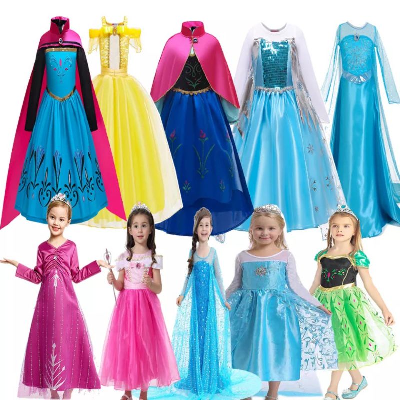 Baju Anak Dress Anak Gaun Anak  Hadiah Ulang Tahun Kostum Frozen Elsa